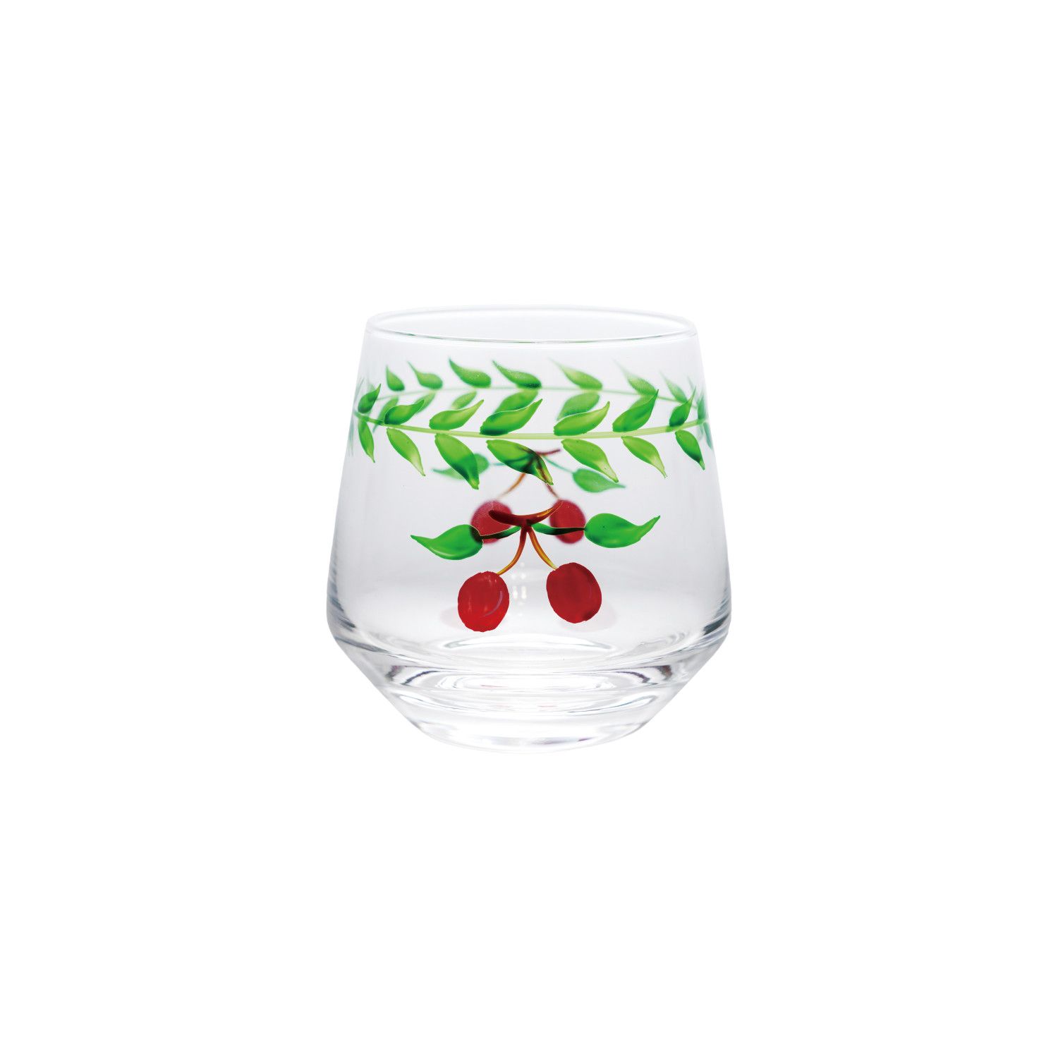 Set of Four; Hand Painted Drinking Glasses w/Cherries Set of Four; Hand Painted Drinking Glasses w/Cherries