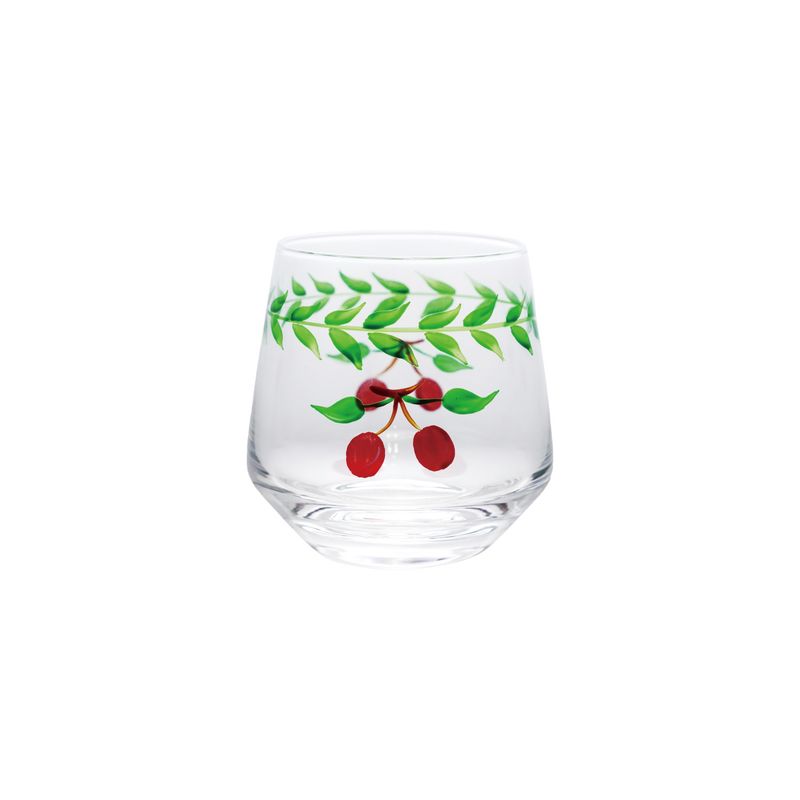 Set of Four; Hand Painted Drinking Glasses w/Cherries