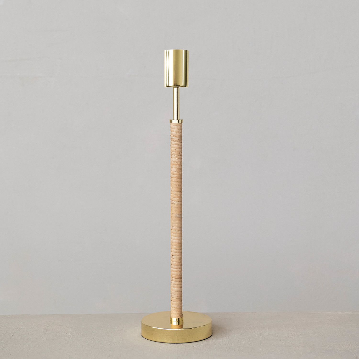 Bamboo Wrapped Buffet Lamp; Metal w/Inline Switch (Shade Not Included)