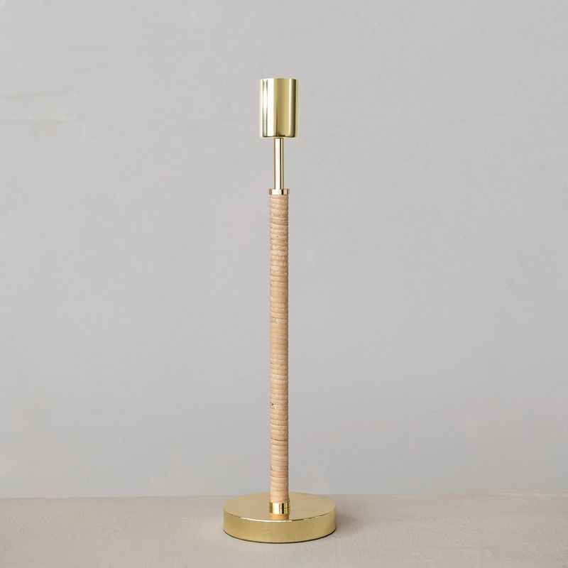 Bamboo Wrapped Buffet Lamp; Metal w/Inline Switch (Shade Not Included)