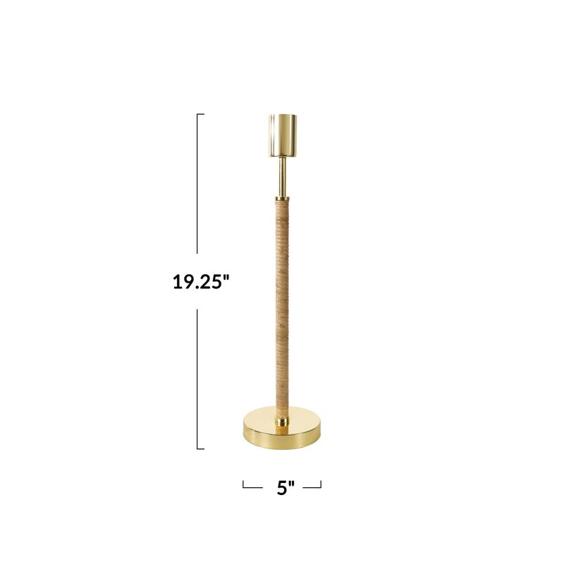 Bamboo Wrapped Buffet Lamp; Metal w/Inline Switch (Shade Not Included)