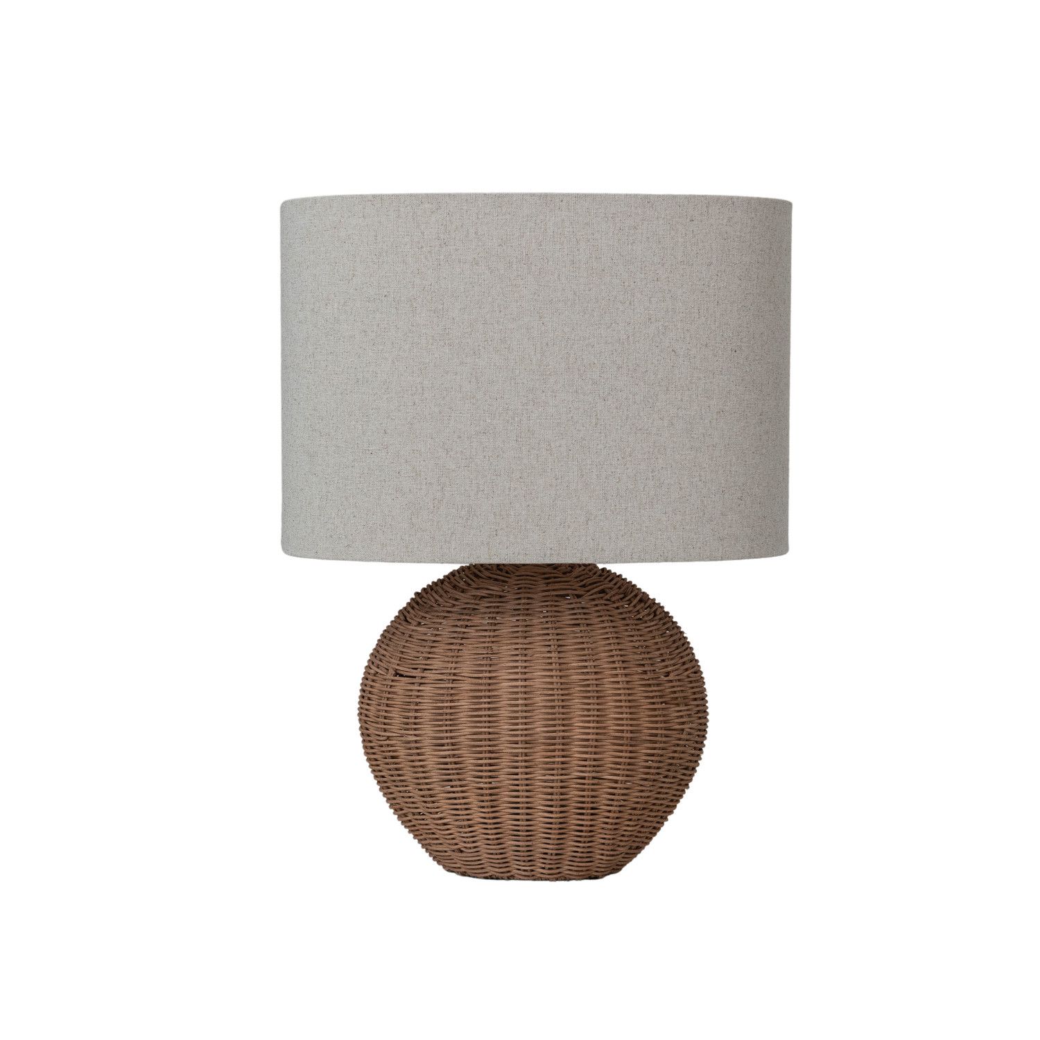 Hand-Woven Rattan Lamp w/Linen Shade