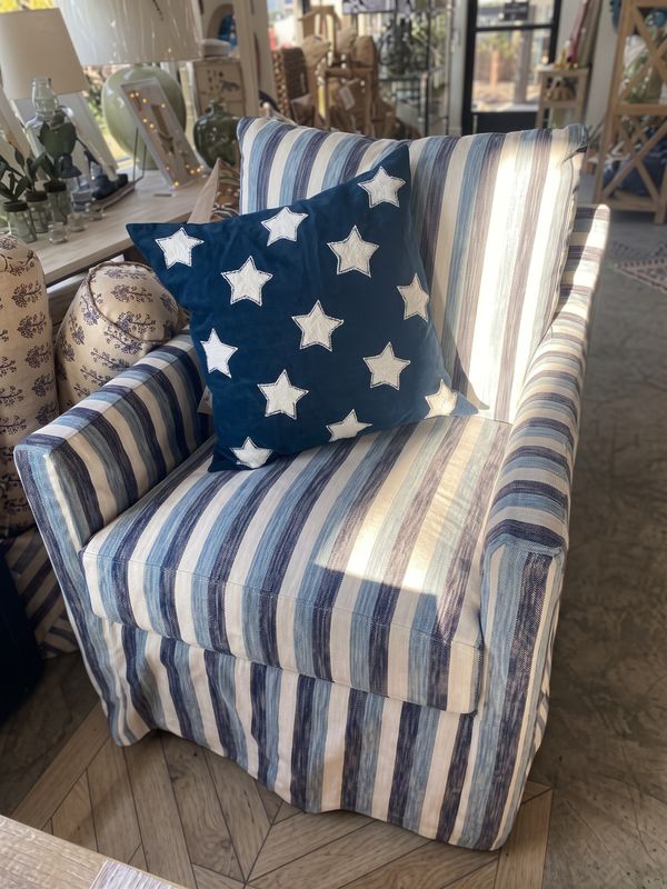 Slipcover Club Chair; Shown in Washable Blue Stripe