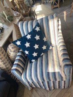 Slipcover Club Chair; Shown in Washable Blue Stripe