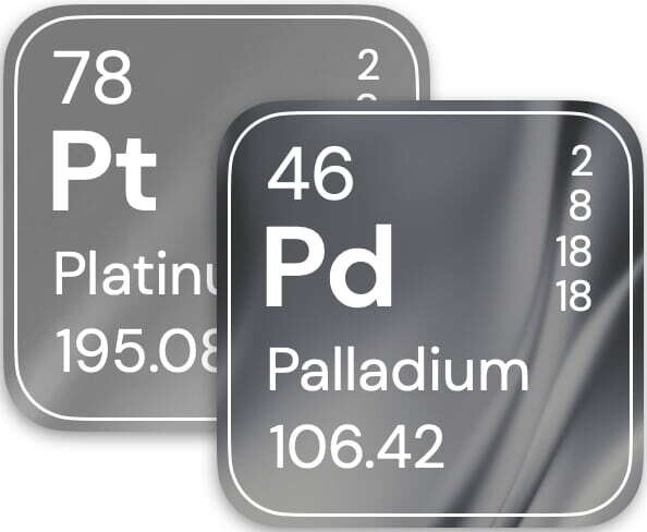 Platinum-palladium on alumina pellets