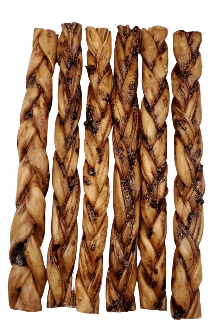 12″- Braided LIVER GLAZED Beef Collagen Stick – Natural