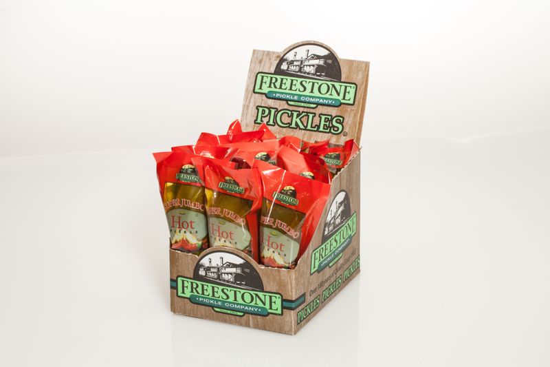 Freestone Pickle 12 Count Box Hot, Super Jumbo, Individually Wrapped Pickles