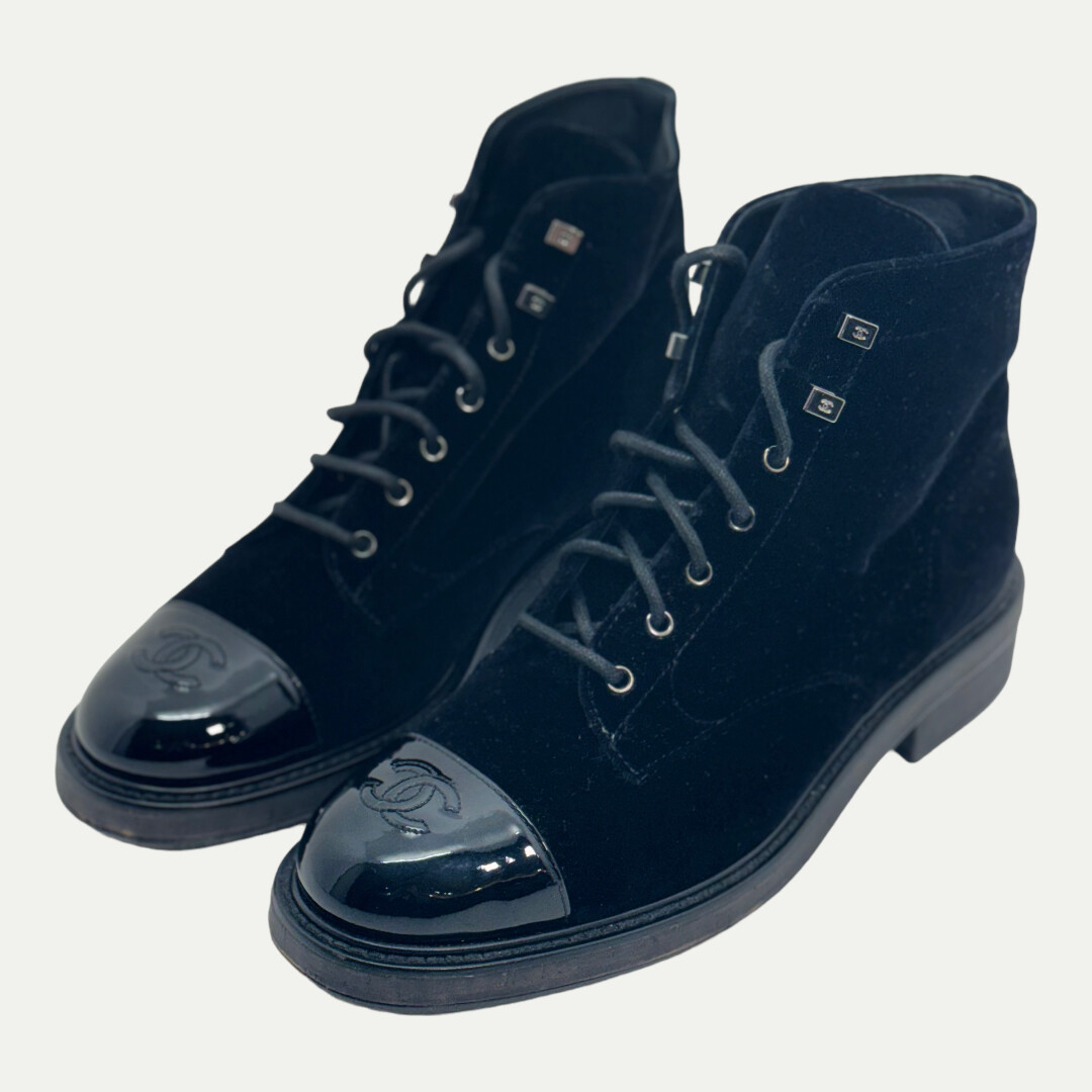 Chanel Velvet Ankle Boot Sz 42(11 womens)