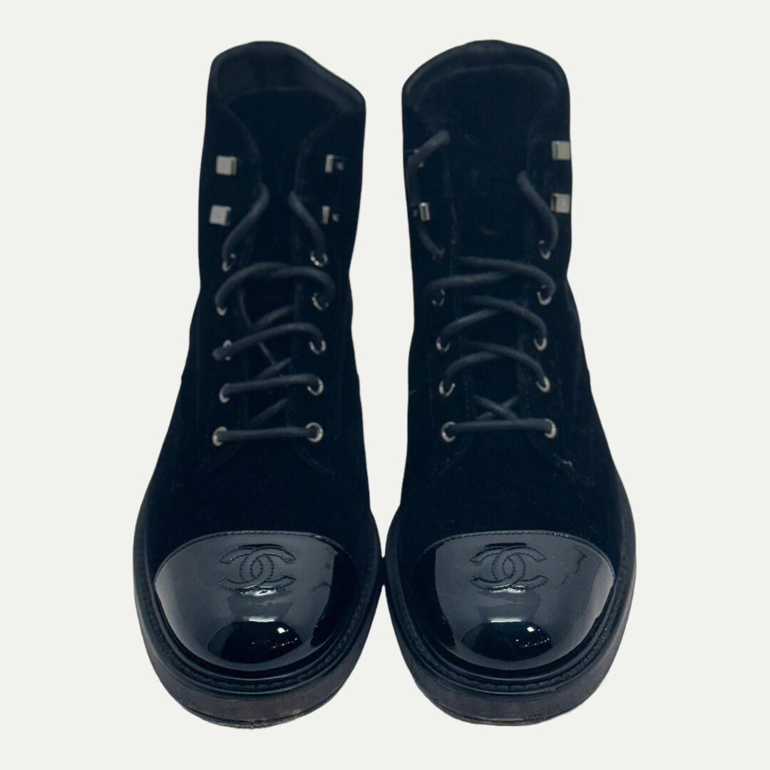 Chanel Velvet Ankle Boot Sz 42(11 womens)