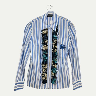 Women&#39;s Prada Floral Ruffle Shirt Sz 38(S)