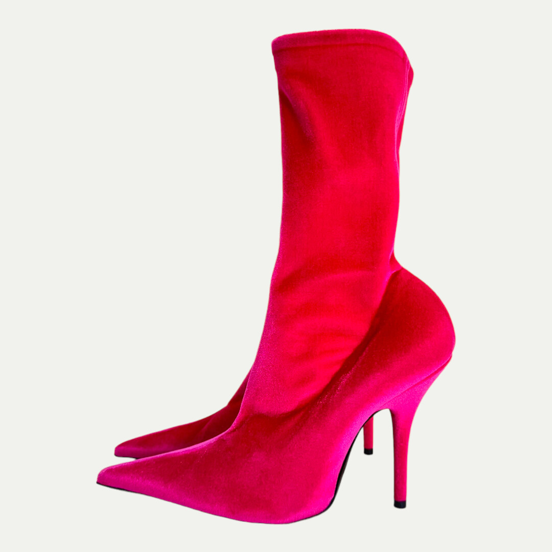 Balenciaga pink knife velvet boots Sz 37(7)