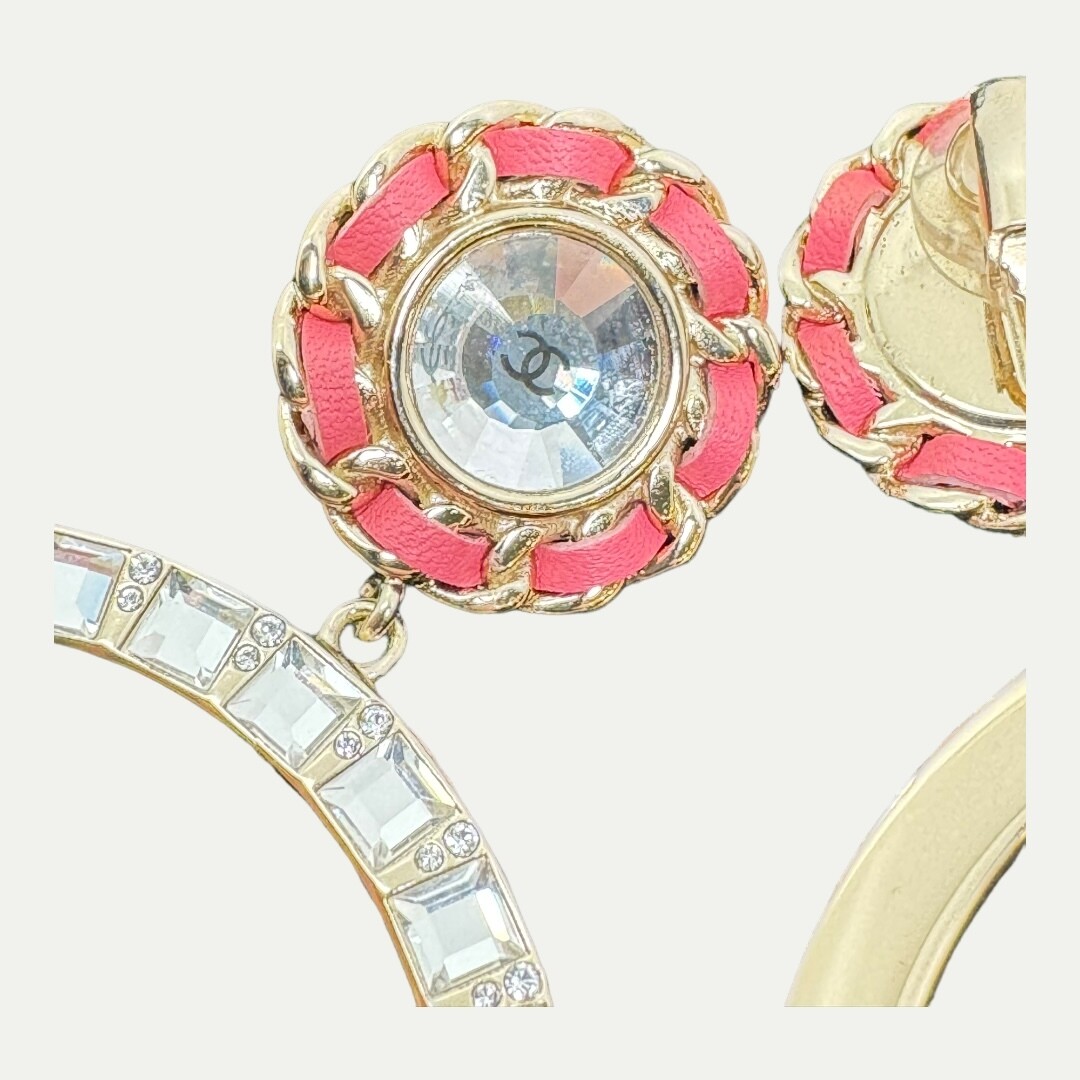 Chanel Crystal CC Hoop Clip On Earrings