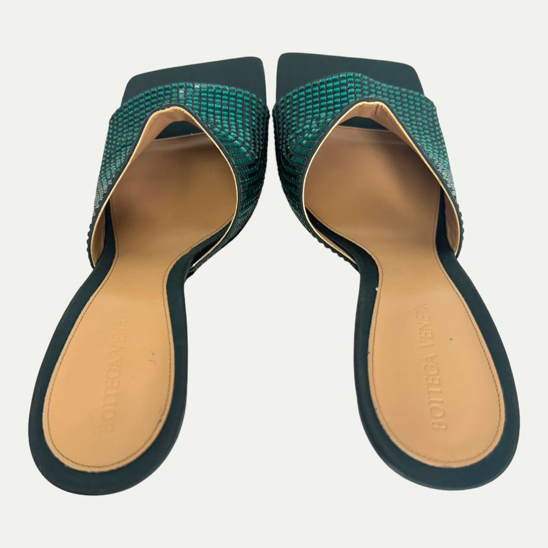 Bottega Veneta Turquoise Sparkle Pumps Sz 41.5(9) New