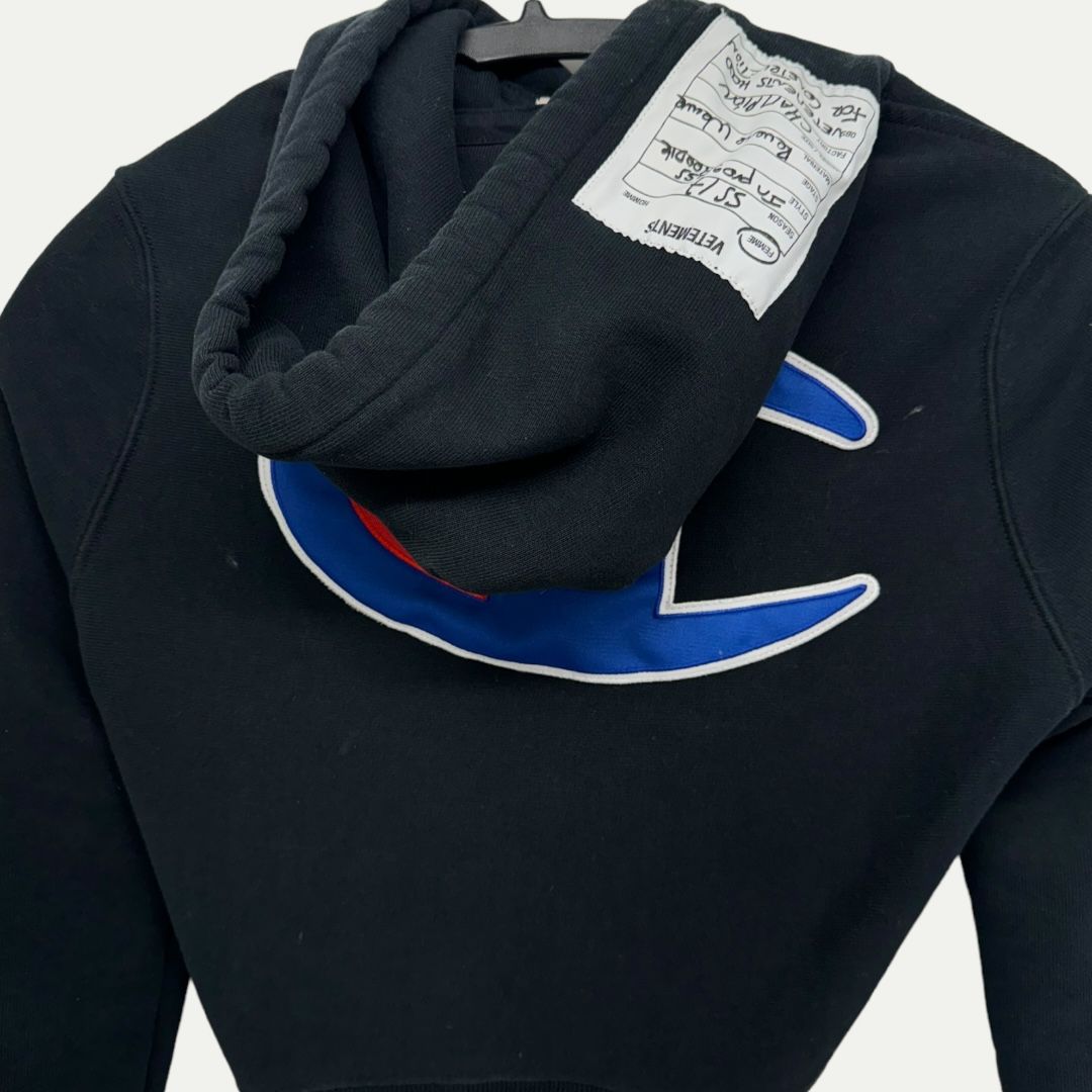 Vetements x Champion SS17 Cropped Reverse Warm Up Hoodie Sz S