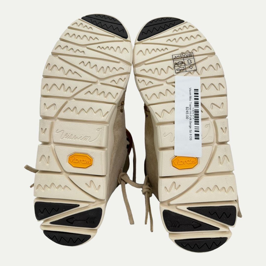 Visvim Moc Trainer Hi-Folk Beige Sz 8m/9.5w New
