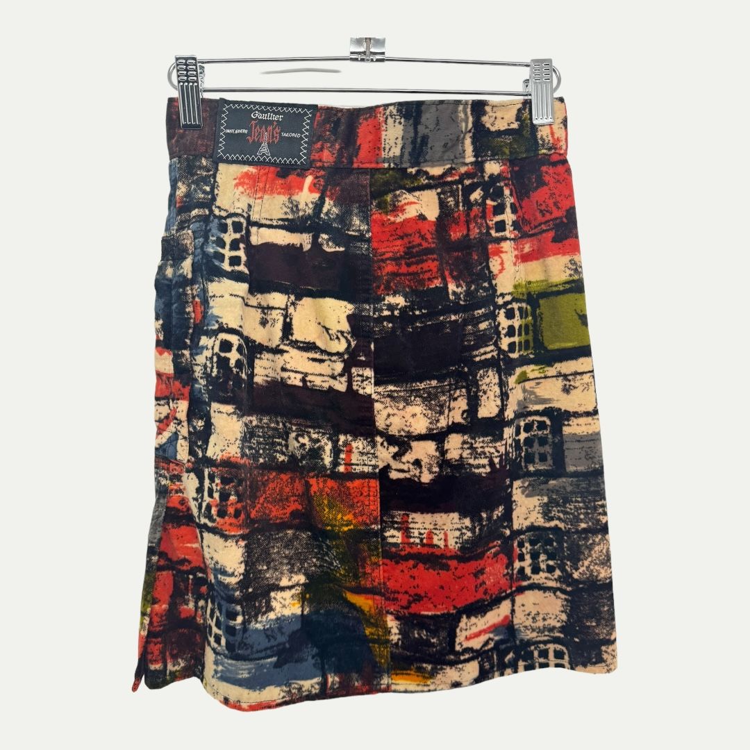 Jean Paul Gaultier Brick Wall FW1997 Velvet Skirt Sz 36(XS)