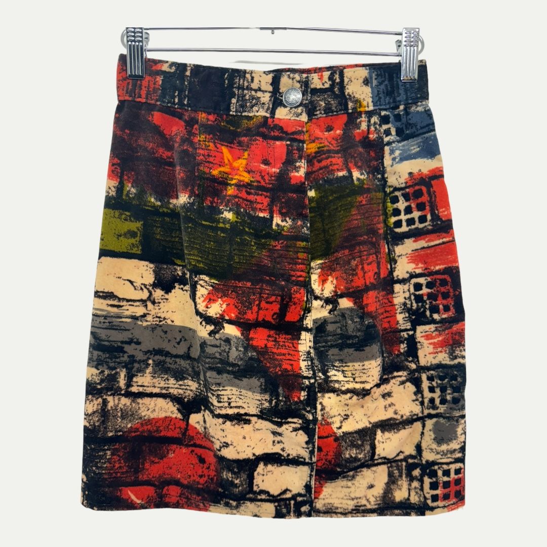 Jean Paul Gaultier Brick Wall FW1997 Velvet Skirt Sz 36(XS)