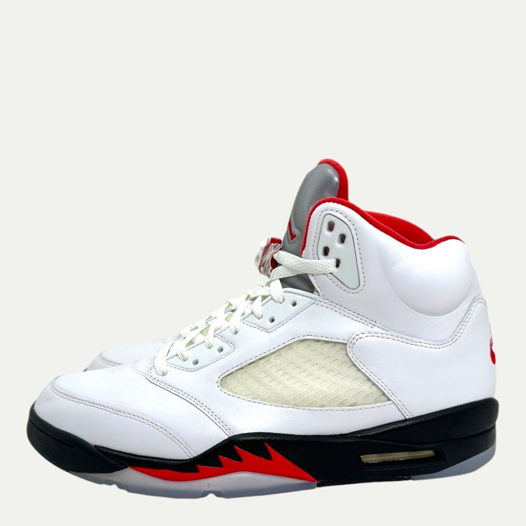 Jordan 5 Fire Red Silver Tongue Sz 12