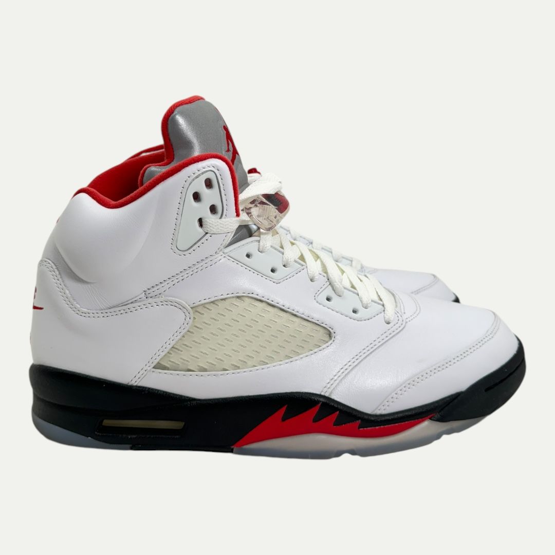 Jordan 5 Fire Red Silver Tongue Sz 12
