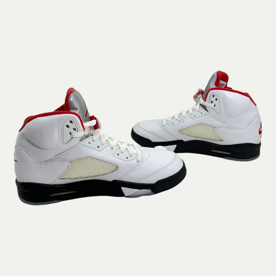 Jordan 5 Fire Red Silver Tongue Sz 12