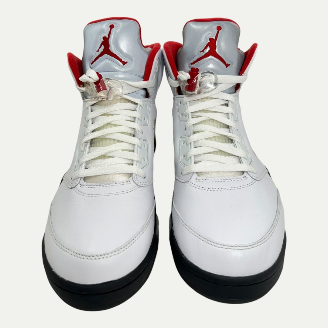 Jordan 5 Fire Red Silver Tongue Sz 12
