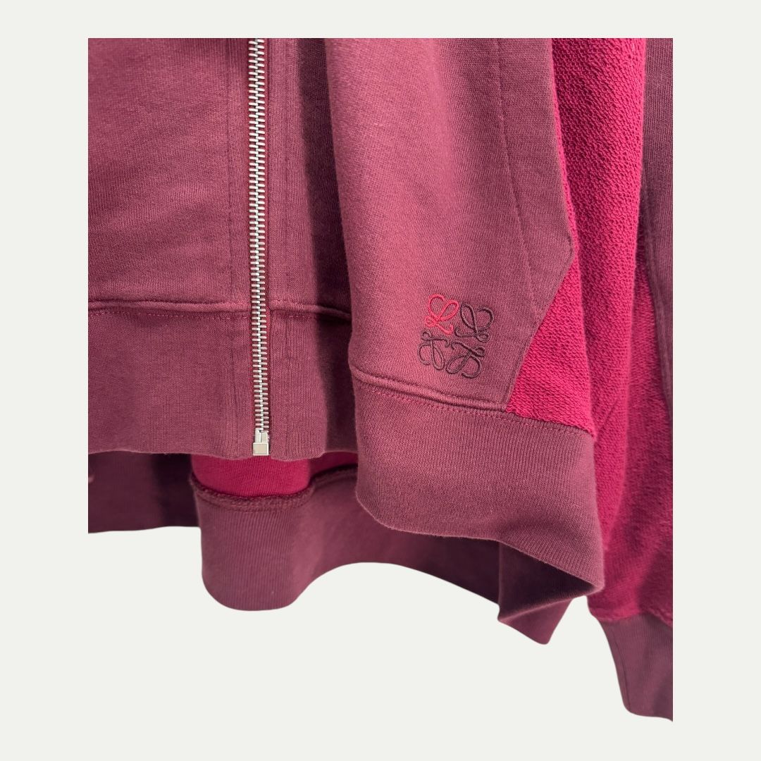 Loewe Embroidered Burgundy Zip Up Hoodie Sz XL