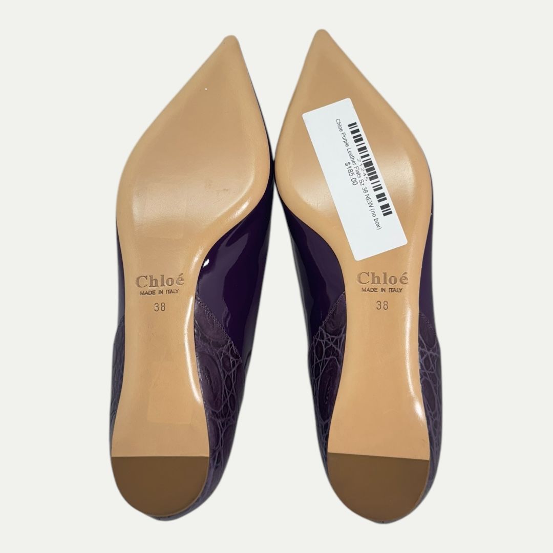 Chloé Purple Leather Flats Sz 38(8)