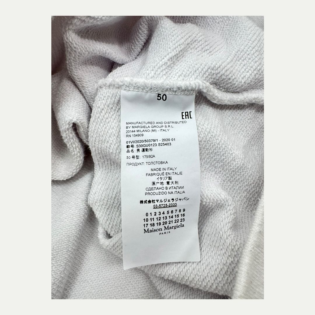 Maison Margiela White Padded Tag Hoodie Sz 50