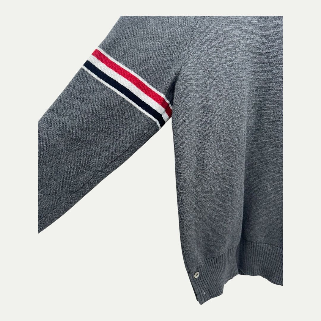 Thom Browne Grey Striped Sleeve Knit Sz 2(M)