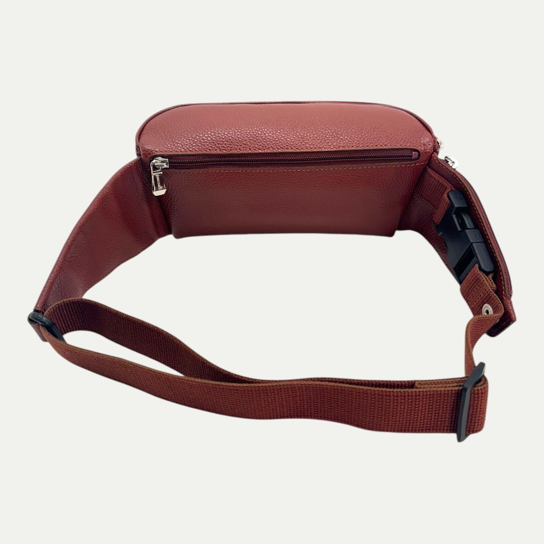 Longchamp Burgundy Leather Waist Bag