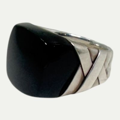 David Yurman Mummy Wrap Onyx Signet Ring Sz 10.5
