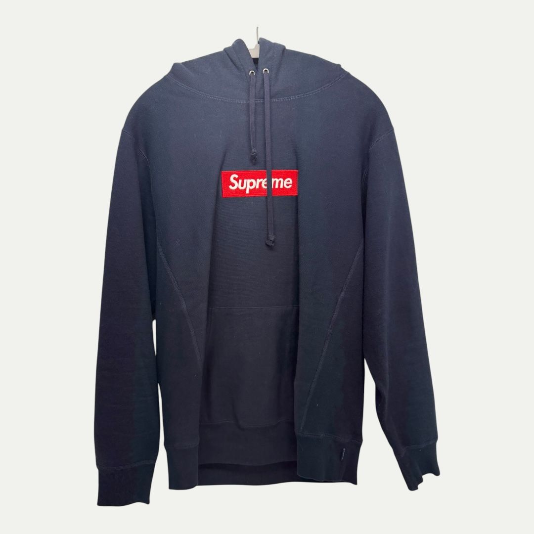 Supreme Navy Box Logo Hoodie Sz L