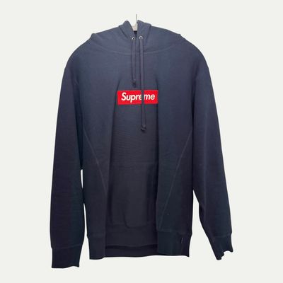 Supreme Navy Box Logo Hoodie Sz L