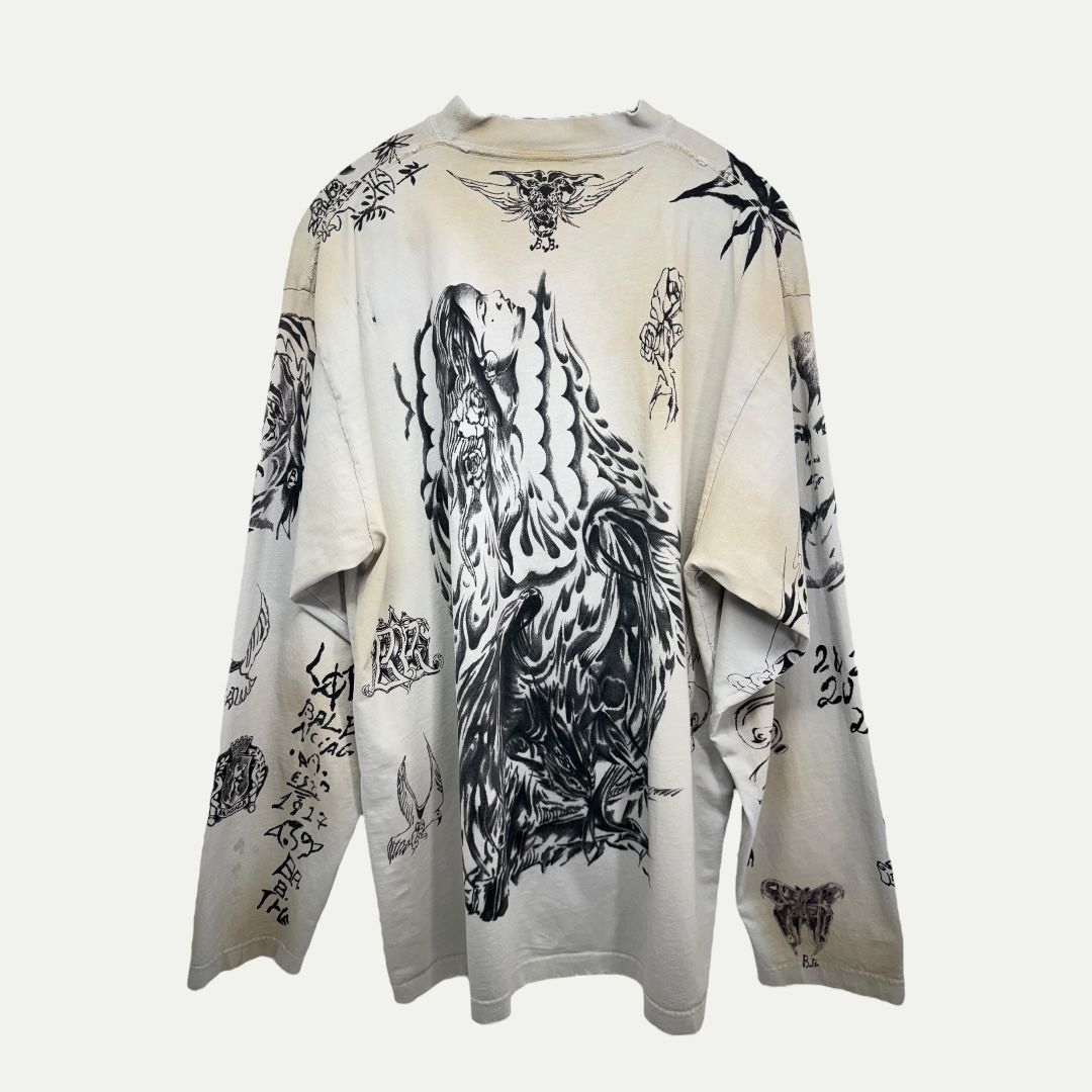 Balenciaga Tattoo White Tee Sz 2(L)