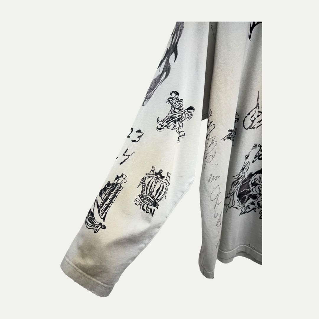 Balenciaga Tattoo White Tee Sz 2(L)