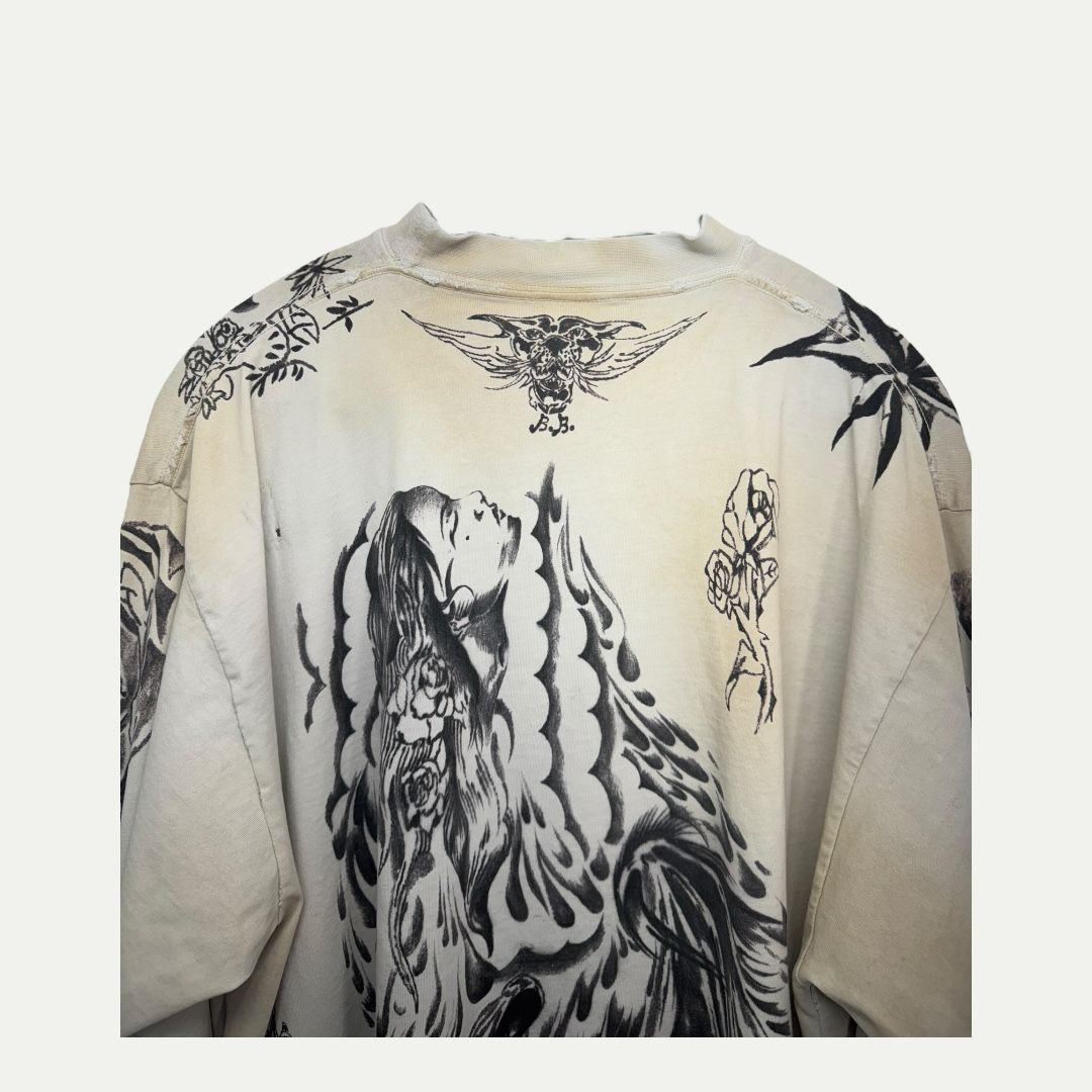 Balenciaga Tattoo White Tee Sz 2(L)