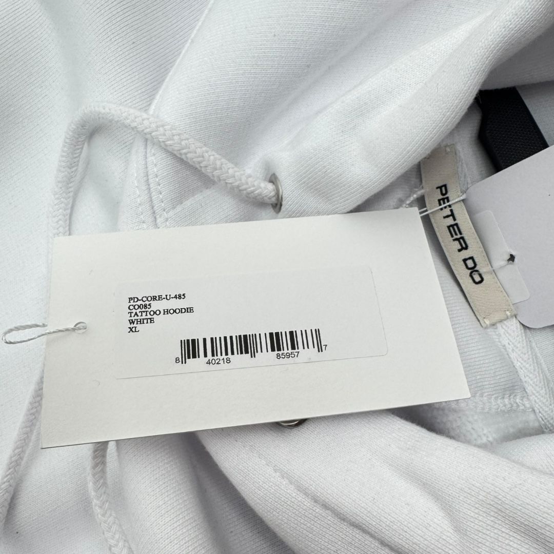 Peter Do Tattoo Hoodie White Sz XL