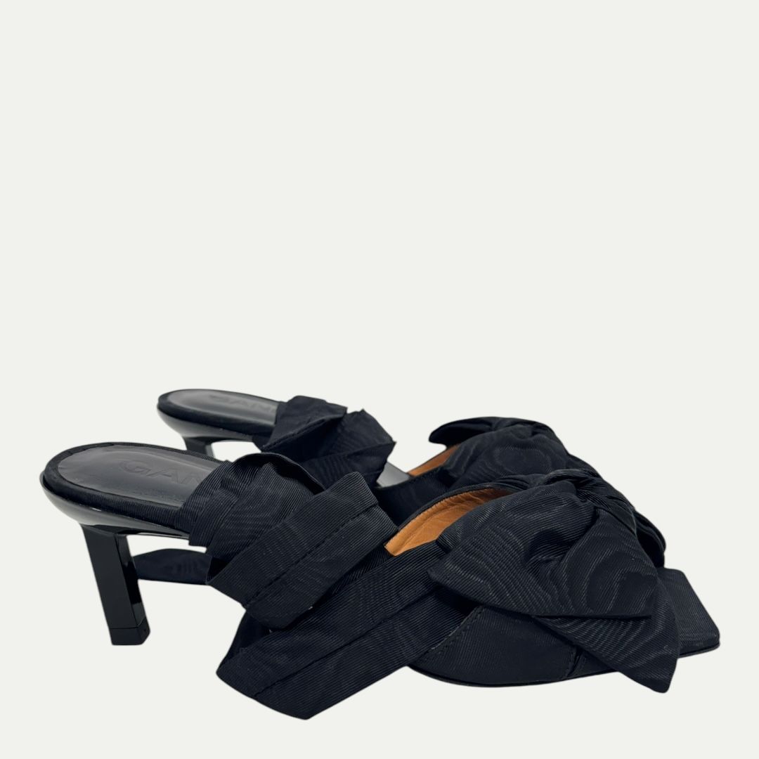 Ganni Bow Accent Wrap Heels Sz 37(7)
