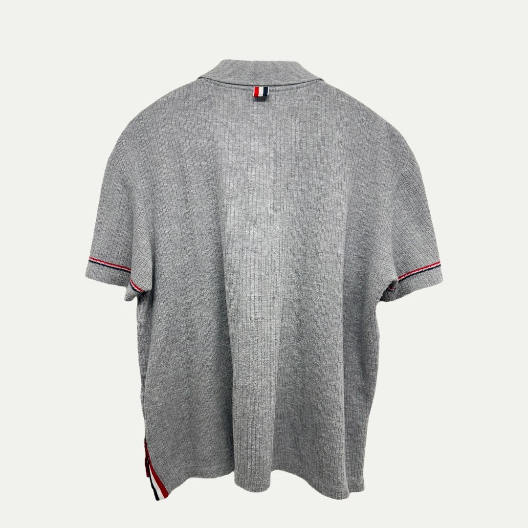 Thom Browne Grey Knit Polo Sz L