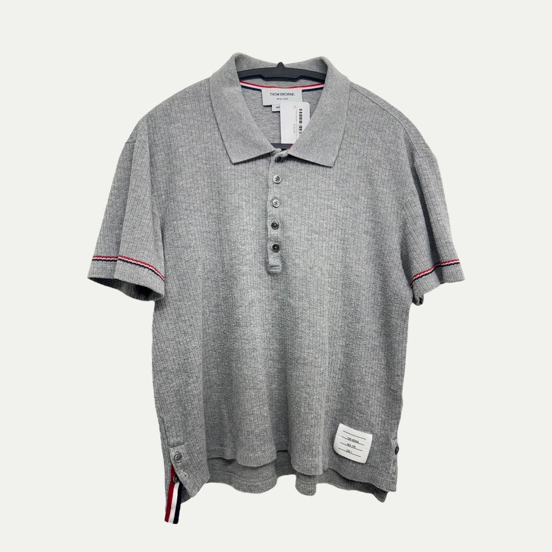 Thom Browne Grey Knit Polo Sz L