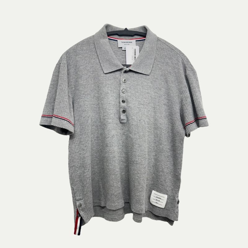 Thom Browne Grey Knit Polo Sz L