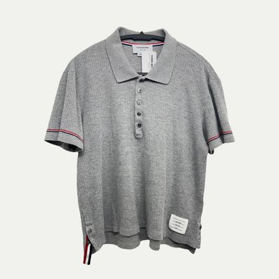 Thom Browne Grey Knit Polo Sz L