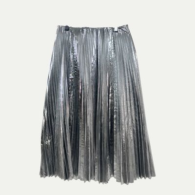 Balenciaga Silver Pleated Midi Skirt Sz 34(26)