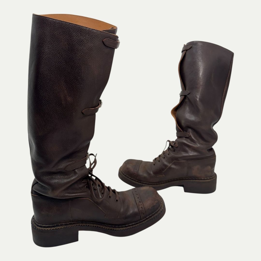Miu Miu Antic Buckle Distressed Boot Sz 37(7)
