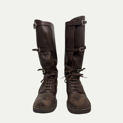 Miu Miu Antic Buckle Distressed Boot Sz 37(7)