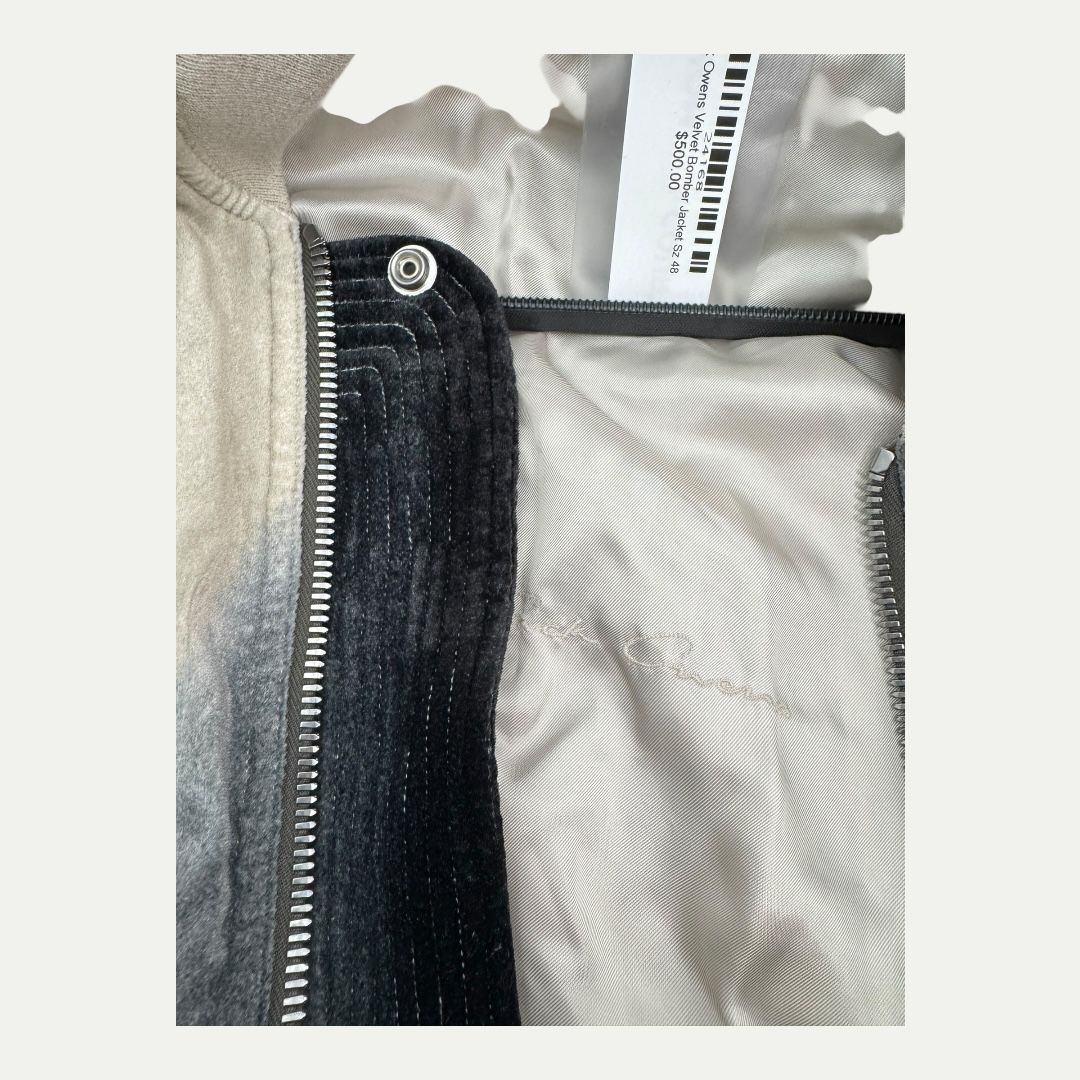 Rick Owens Velvet Bomber Jacket Sz 48(M)