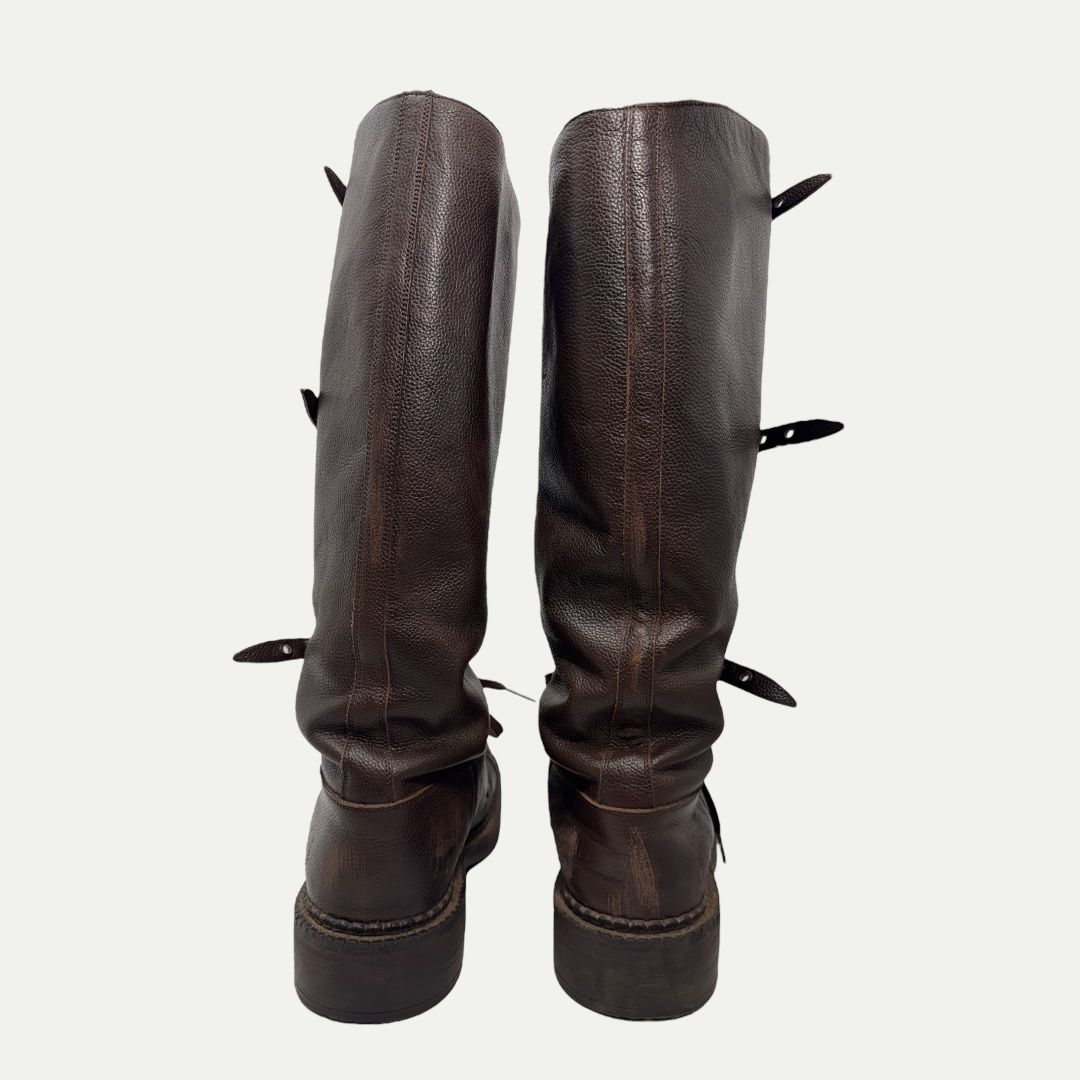 Miu Miu Antic Buckle Distressed Boot Sz 37(7)