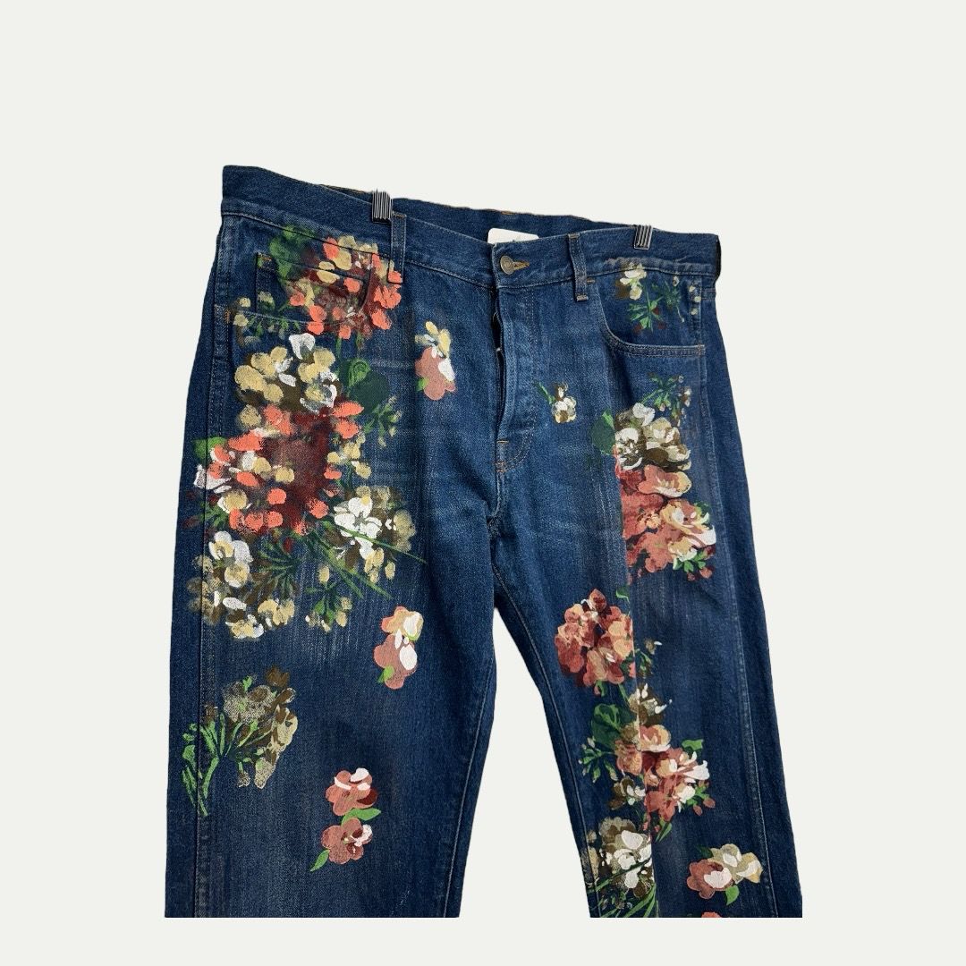 Gucci Floral Painted Jeans Sz 54(34)