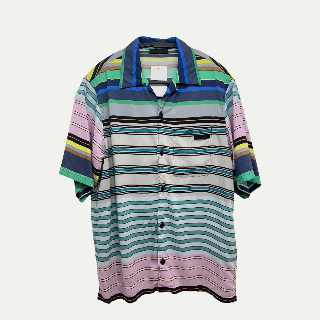 Prada Camp Collar Striped Shirt Sz L