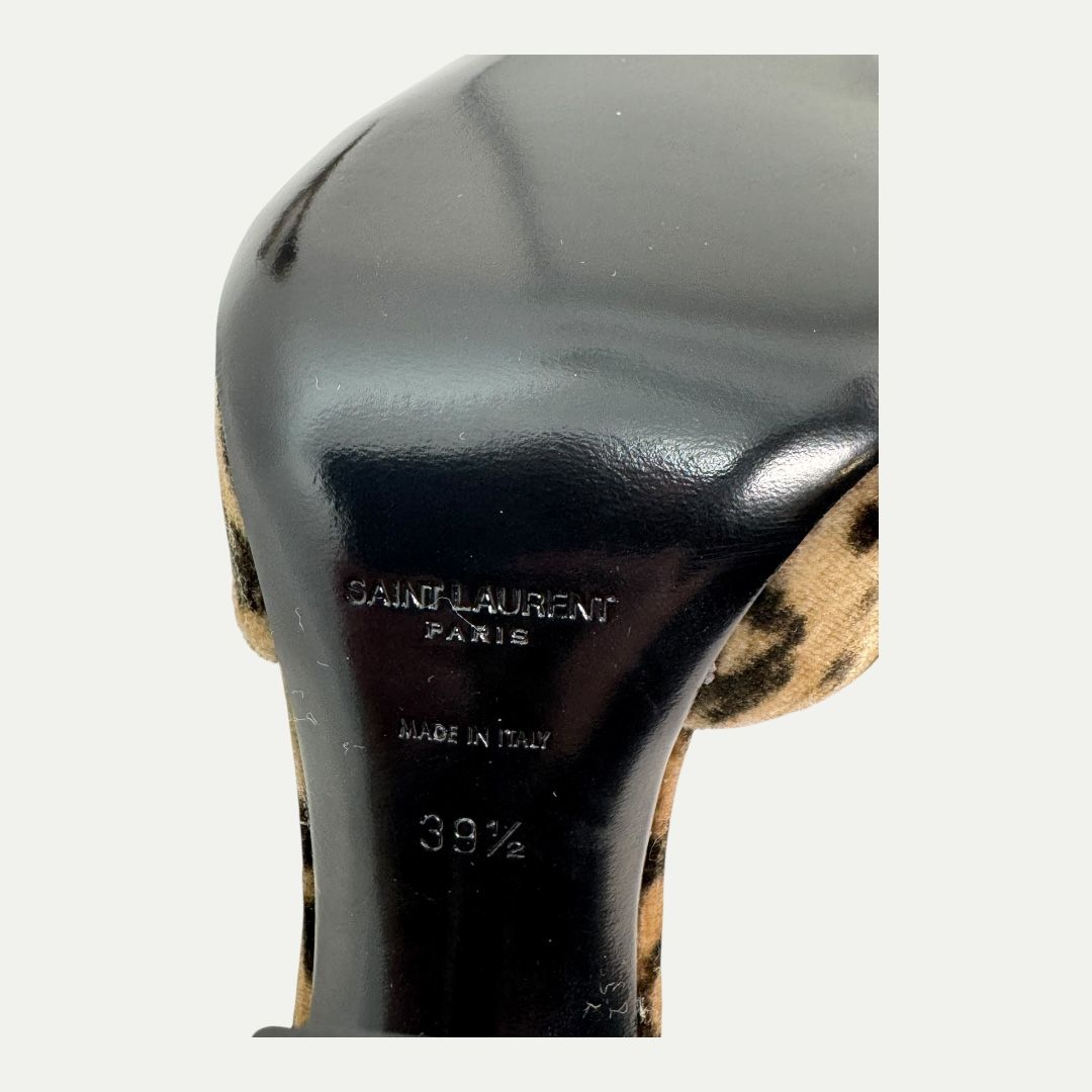 Saint Laurent Velluto Leopard Heel Sz 39.5(9.5)